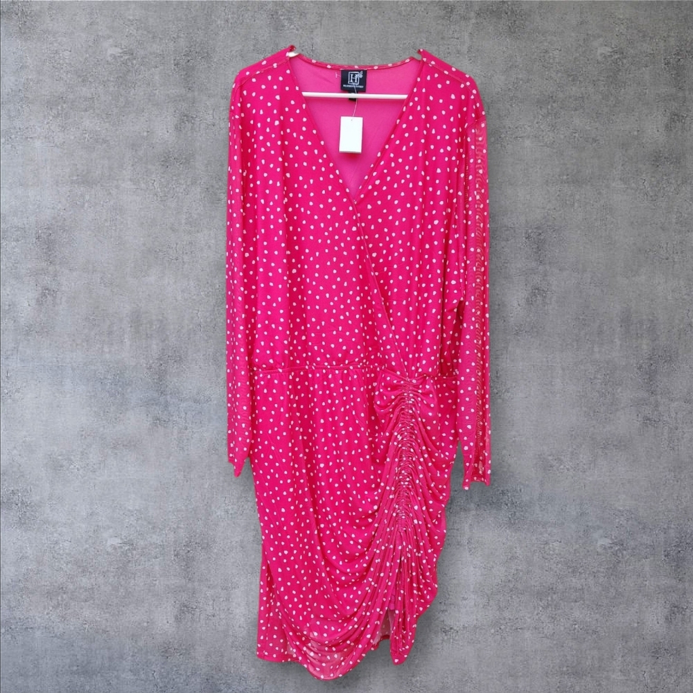 Pink Polka Dot Mesh Dress Size 3X